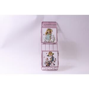 Letters, 1970s, Pink, Male Holder, Country Kids, Metal Wall Hanging, Wall Decor,